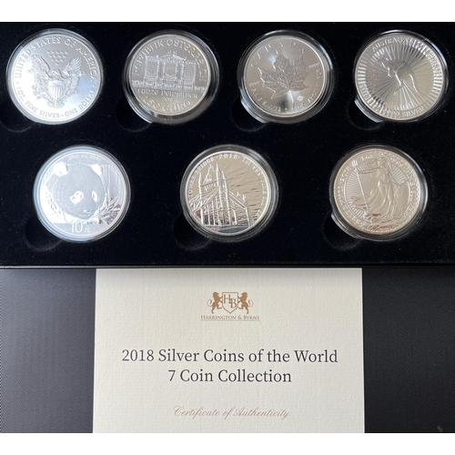 185 - A collection of x19 World Crown size silver proof coins, including Canada $5 silver Maple x3, UK sil... 