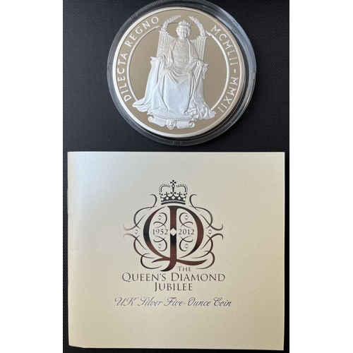 149 - UK 2012 Queen’s Diamond Jubilee £10 5oz Proof Silver coin, boxed with CoA