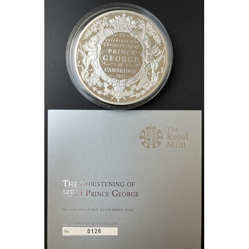 151 - UK 2013 Prince George £10 5oz Proof Silver coin, boxed with CoA