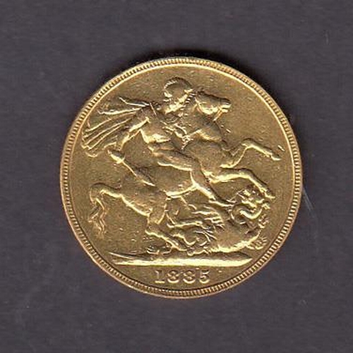 144 - UK 1885 gold full Sovereign, in good condition