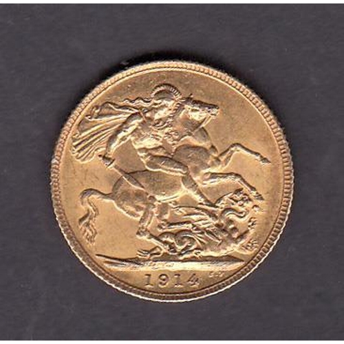 145 - UK 1914 gold full Sovereign, in good condition