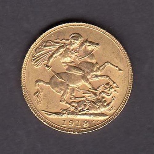 3 - UK 1918 gold full Sovereign, Canada Mint Mark, in good condition