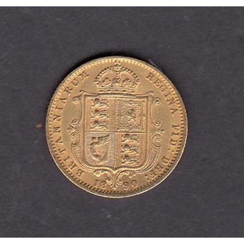 154 - UK 1890 gold half Sovereign, in good condition