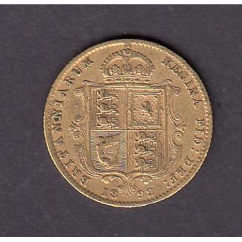 156 - UK 1892 gold half Sovereign, in good condition