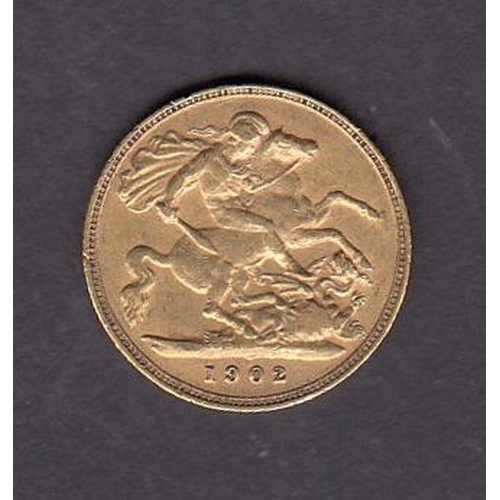 157 - UK 1902 gold half Sovereign, in good condition