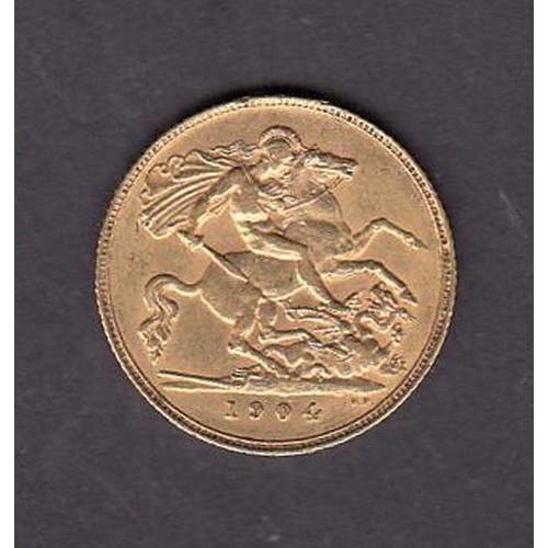 159 - UK 1904 gold half Sovereign, in good condition