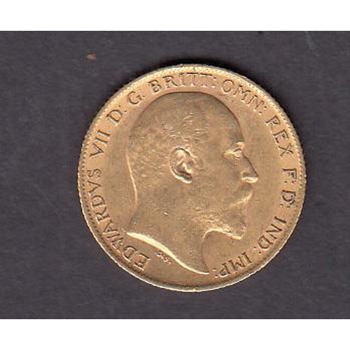 27 - UK 1909 gold half Sovereign, in good condition