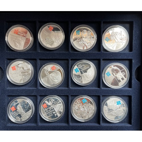 184 - UK 2012 A Celebration of Britain £5 (x18) silver proof collection, with CoAs