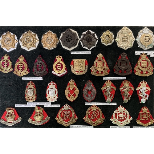 274 - A group of x31 British Military Corps, including Bakelite and Staybrite Cap Badges, noted Royal Army... 