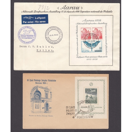 555 - A group of 3 covers and a delegate booklet each affixed with a mini sheets, including Switzerland 19... 