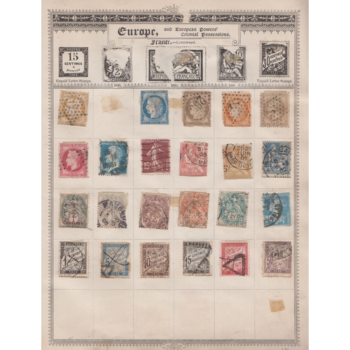 388 - World stamp collection in pair of old albums for chiefly early/vintage period mint and used, also a ... 