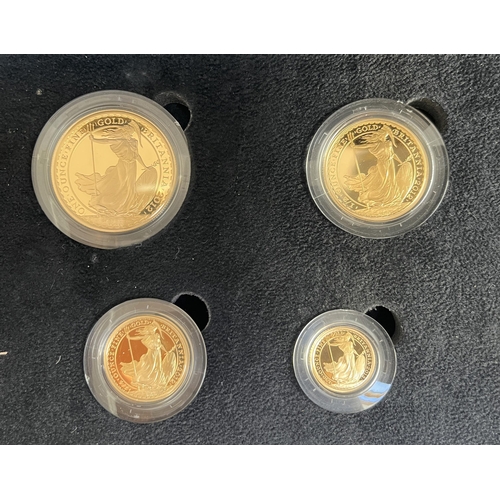 184 - UK 2012 Britannia Four-Coin Gold Proof Set, comprising £10/£25/£50/£100 gold coins, boxed with CoA