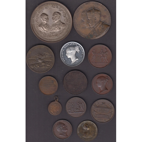 84 - A collection of x13 18th to 20th  Century Medallions, including Memorial, Royal Coronation and Milit... 