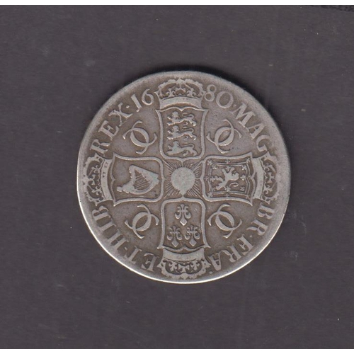 31 - UK 1680 Charles II silver Crown, in good condition