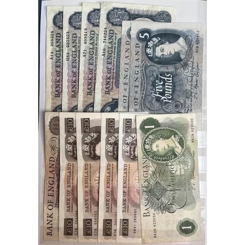 46 - A collection of UK QEII banknotes, from 10/- to £50 notes, condition is mixed including various circ... 