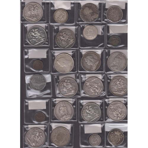 60 - A collection of UK circulated coins assorted into plastic wallets from Farthing to Crown, condition ... 