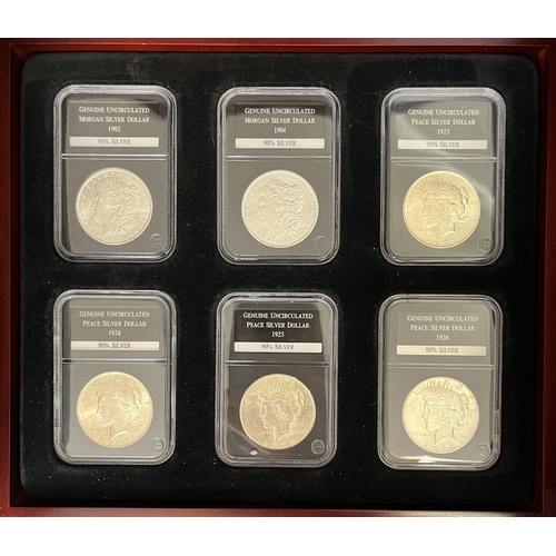 74 - Brilliant Uncirculated (some marks and worn) U.S. Silver Dollars set of x28 coins produced by PCS, a... 