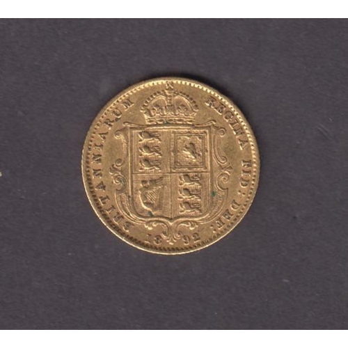 79 - UK 1892 Gold half Sovereign in good condition