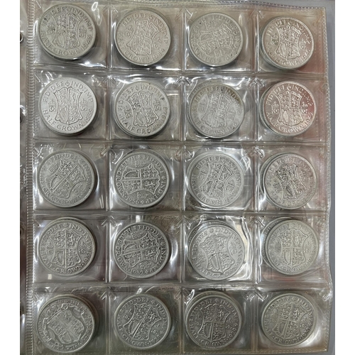 101 - A two volume UK circulated coin collection from Farthing to Crown, strengh in pre 1947 silver coins ... 