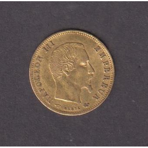 153 - France 1858 gold 5Fr coin, in good condition