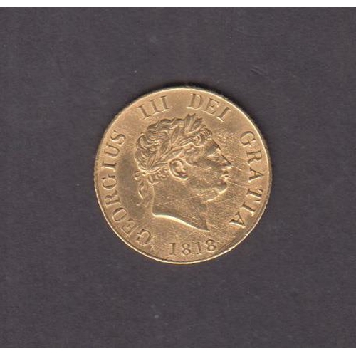 165 - UK KGIII 1818 gold half Sovereign, in good condition