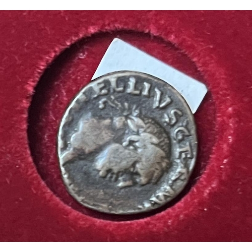 89 - Roman – 69AD Vitellius silver Denarius depicting dolphin above raven, in good condition