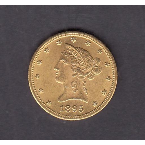 2 - USA 1895 gold $10 coin, in good condition