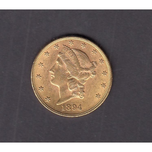 1 - USA 1894 gold $20 coin, in good condition