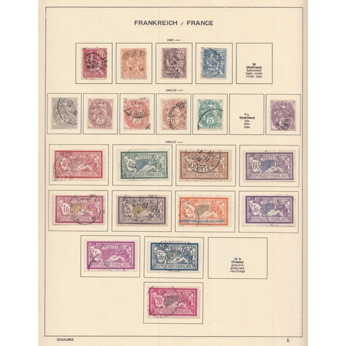 352 - A mint and used French stamp collection housed in 5 volumes, noted a pair of Yvert pre-printed album... 