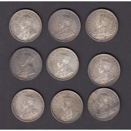 112 - India 1911 x9 silver 1 Rupee coins, including x3 Bombay Mint, in good to fine condition