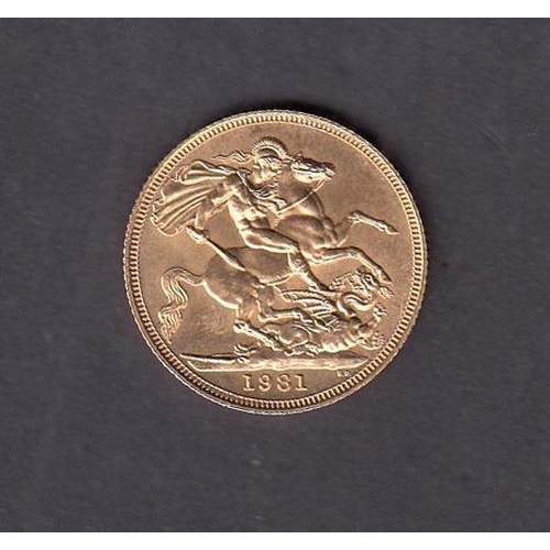 56 - UK 1981 gold full Sovereign, in good condition