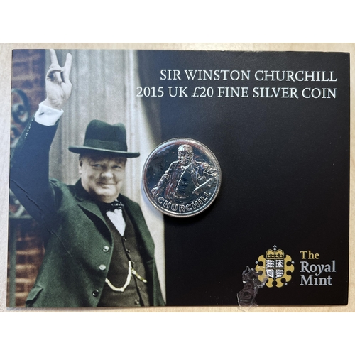 276 - UK 2015 x5 Winston Churchill silver £20 coins, in original RM flat packs.