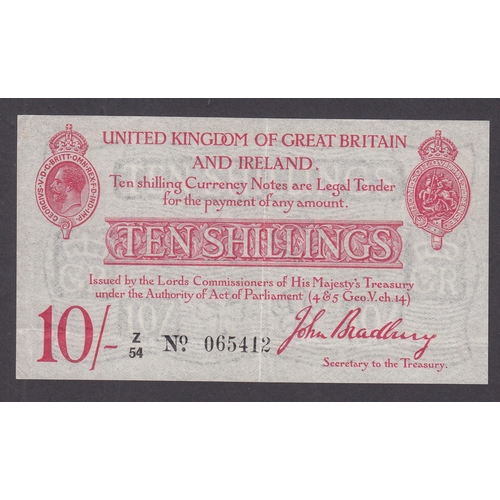 19 - UK 1915 Second Bradbury Issue 10/- banknote (Z54 No.065412), in good condition