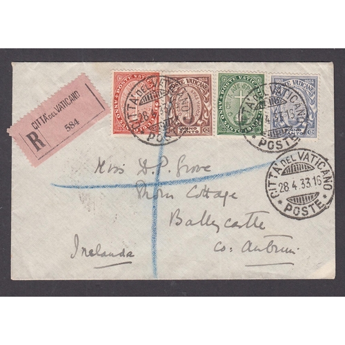 948 - 1933 SG15-18  Holy Year set affixed on a plain Registered cover.