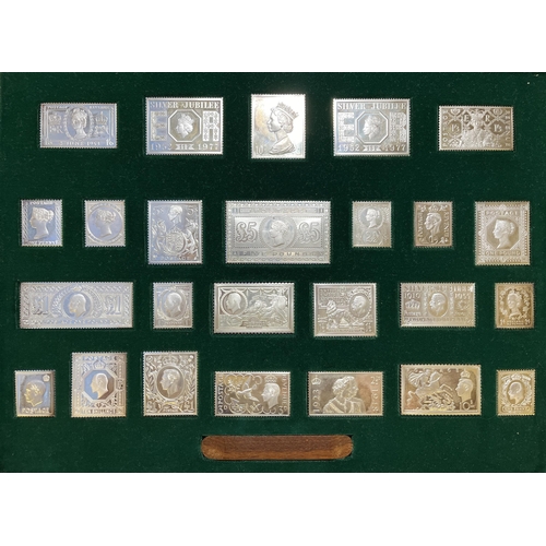 263 - Stamps of Royalty, Silver Jubilee sterling silver Ingot set of x25, boxed with CoA