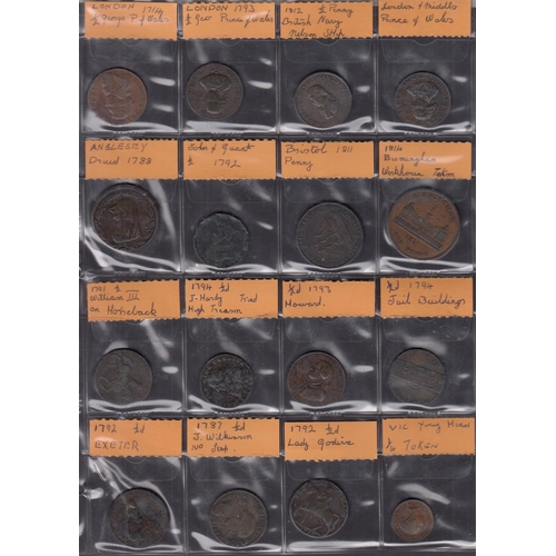 253 - A group of x20 UK copper Tokens from the 18th & 19th Century, noted 1787 J. Wilkinson ½d, 1792 John ... 