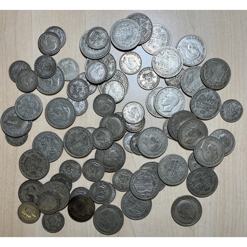 13 - An accumulation of UK 20th Century circulated coins, strength in pre 1947 silver 700g, plus various ... 