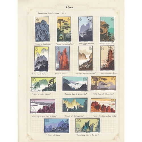 590 - A used stamp collection on 4 album pages of 1963-1965 issues including 1963 Hwangshan Landscape set ... 