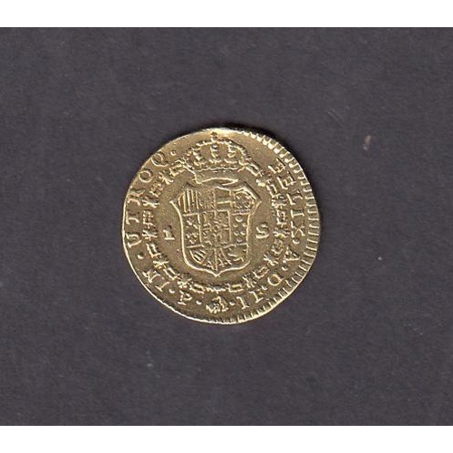 236 - Colombia 1808 Charles IV gold Escudo, Popayan Mint, in good condition