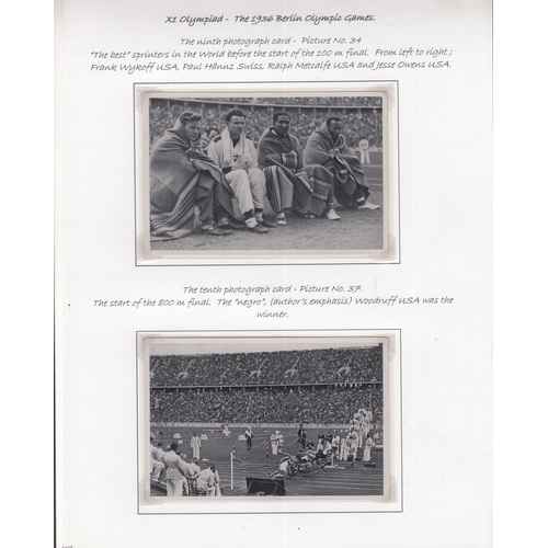 417 - 1936 Berlin Olympics collection of official black and white photographs neatly presented and written... 