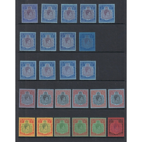 467 - 1938 KGVI ‘Key types’ on Hagner, a fine mint assembly, mostly different, with 2/- x13, 2/6d x6, 2x 5... 