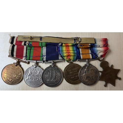 184 - A group of x6 medals on bar awarded to 300790 J LEA, L. STO. RN. Including WWI trio, Naval Long Serv... 