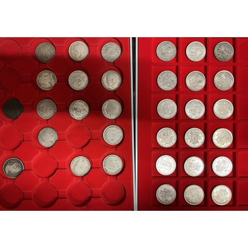 58 - A collection of mainly UK coins housed in x7 trays, strengh in circulated 20th Century coins, noted ... 