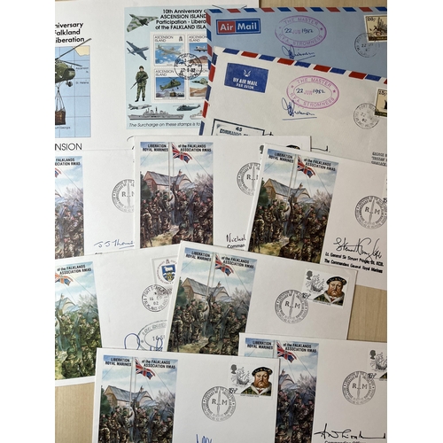 387 - A group of x11 signed Military themed covers relating to the Liberation of the Falkland Islands, inc... 