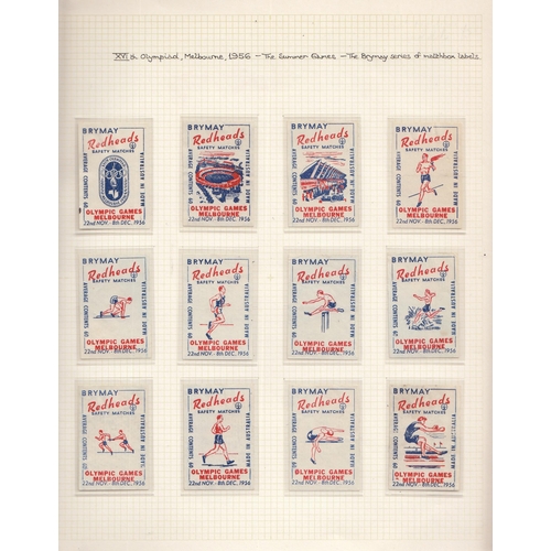 400 - 1956 Melbourne Olympics collection of ‘Cinderella’ material neatly presented on pages in album. We n... 