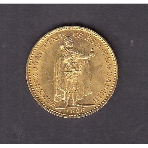 67 - Hungary 1896 gold 20 Korona coin, in good condition