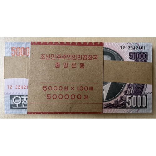 150 - Korea 2006 x100 uncirculated 5000 Won banknotes.