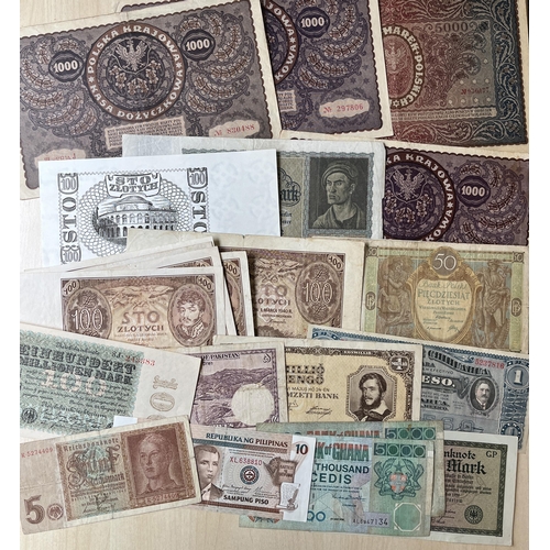 151 - An accumulation of x110+ circulated mainly 20th Century banknotes, including various Polish and Germ... 