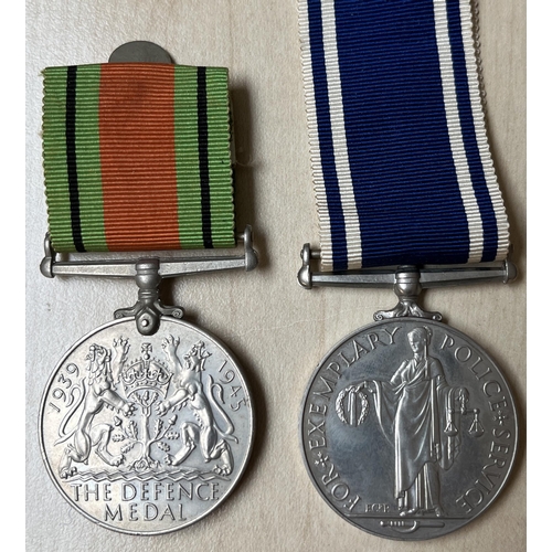 186 - UK WWII Defence Medal and Police Long Service and Good Conduct Medal, awarded to SERGT. REGINALD E C... 