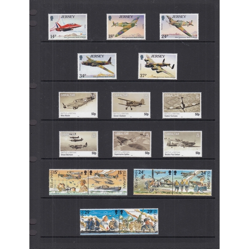 336 - A x2 volume collection of modern thematic stamps related to WWII, including mint sets and coin cover... 